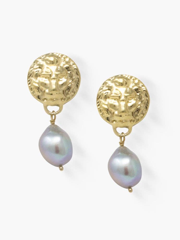 The Lion Gold-plated Pearl Earrings