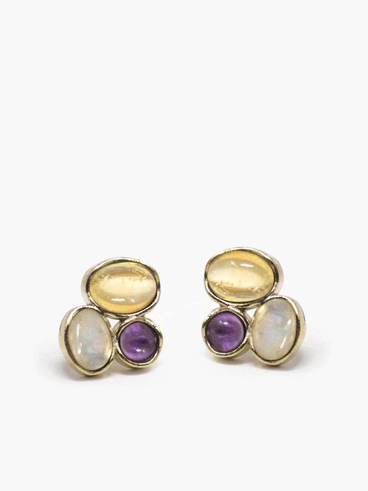 Cosmo 18kt Gold-plated Multicolor Stud Earrings