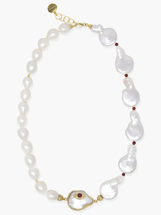 The Eye Gold-plated Ruby & Pearl Statement Necklace