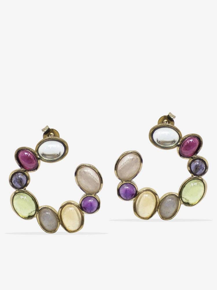 Cosmo Gold-plated Multicolor Statement Earrings