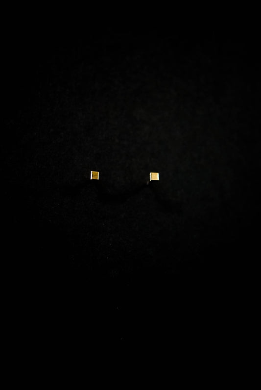 Square Mirror Stud Earrings, Gold, Rose or Silver