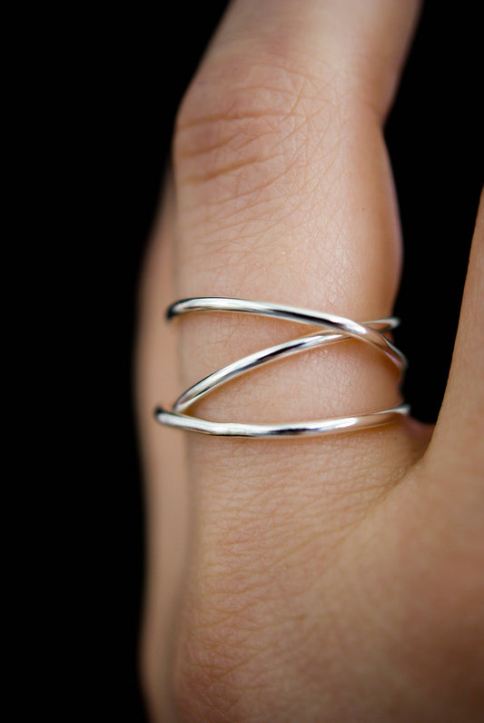 Small Thick Wraparound Ring, Sterling Silver